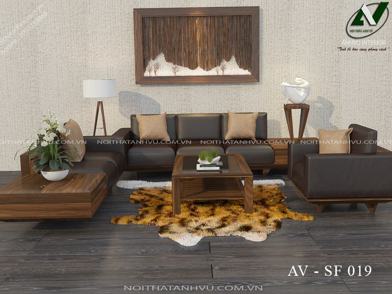 Bộ bàn ghế sofa gỗ óc chó cao cấp - Nội thất Anh Vũ