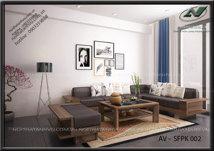 Bộ bàn ghế sofa gỗ óc chó cao cấp - Nội thất Anh Vũ