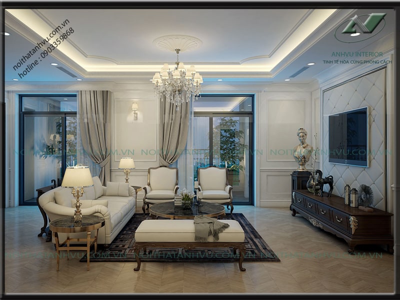 Thiết kế nội thất chung cư tân cổ điển Mr. Dũng - Royal City 4 Thiết kế nội thất chung cư tân cổ điển - Nội thất Anh vũ