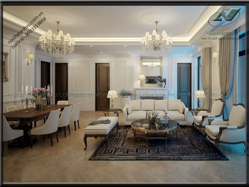Thiết kế nội thất chung cư tân cổ điển Mr. Dũng - Royal City 2 Thiết kế nội thất chung cư tân cổ điển - Nội thất Anh vũ