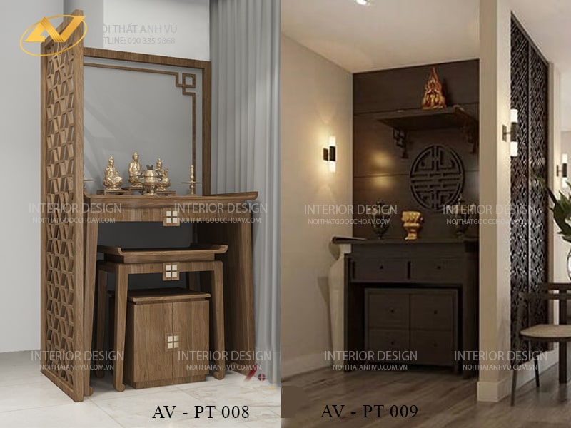 Mẫu nội thất phòng thờ gỗ óc chó trang nghiêm, thành kính 21 Nội thất phòng thờ gỗ óc chó đẹp - Nội thất Anh Vũ