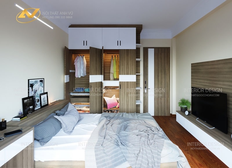 Thiết kế nội thất chung cư 2 phòng ngủ Mr. Ngọc - Sài Đồng 1 Thiết kế nội thất chung cư 2 phòng ngủ đơn giản - Nội thất Anh Vũ
