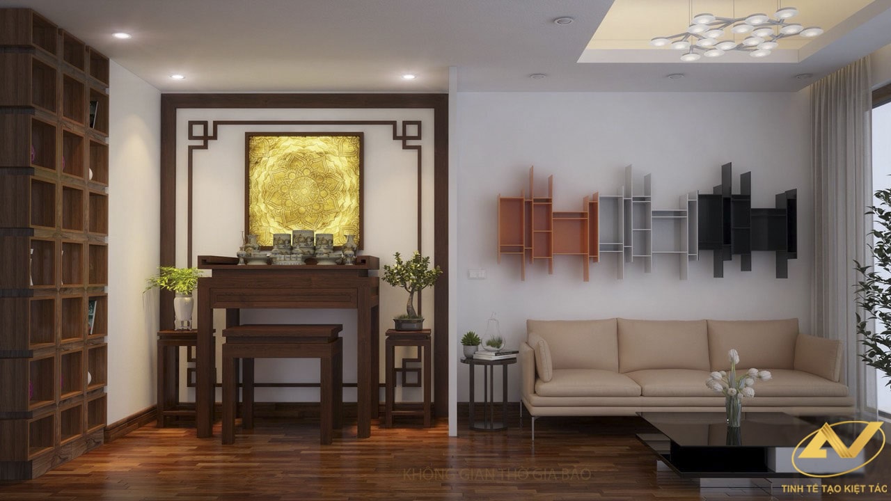 Mẫu nội thất phòng thờ gỗ óc chó trang nghiêm, thành kính 19 Nội thất phòng thờ gỗ óc chó đẹp - Nội thất Anh Vũ