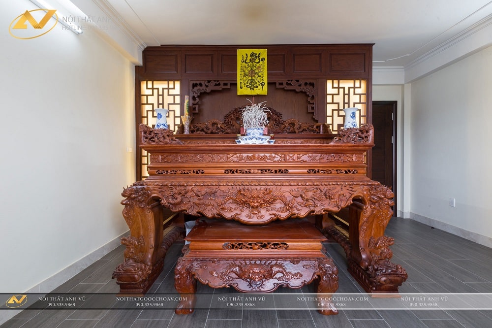 Mẫu nội thất phòng thờ gỗ óc chó trang nghiêm, thành kính 3 Thi công nội thất nhà phố hiện đại - Nội thất Anh Vũ