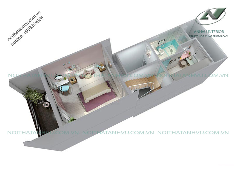 Thiết kế nội thất nhà đẹp diện tích nhỏ Mr. Tùng - Sài Đồng 3 Nội thất nhà đẹp diện tích nhỏ - Nội thất Anh Vũ