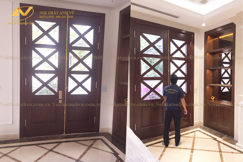 Thi công nội thất biệt thự gỗ óc chó tại Vinhome Riverside Mr Huy - Nội Thất Anh Vũ