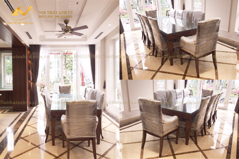 Thi công nội thất biệt thự gỗ óc chó tại Vinhome Riverside Mr Huy - Nội Thất Anh Vũ