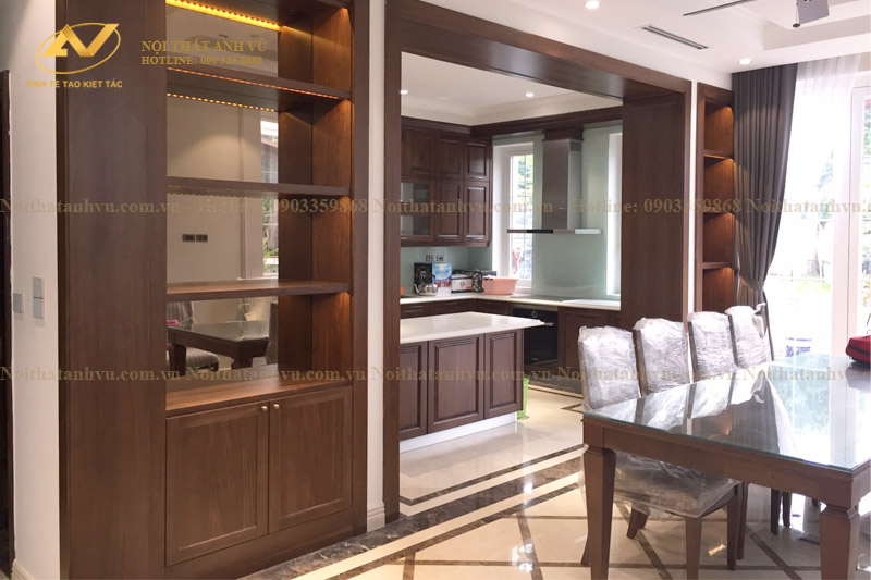 Thi công nội thất biệt thự gỗ óc chó tại Vinhome Riverside Mr Huy - Nội Thất Anh Vũ
