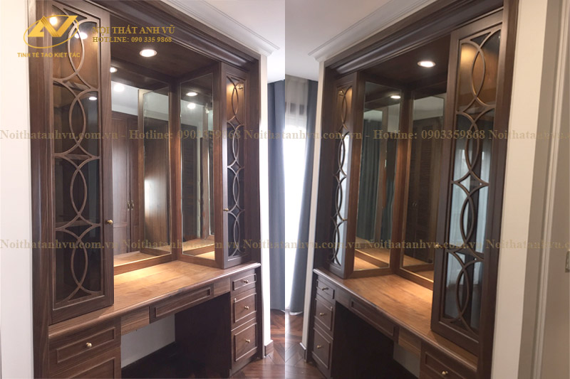 Thi công nội thất biệt thự gỗ óc chó tại Vinhome Riverside Mr Huy - Nội Thất Anh Vũ