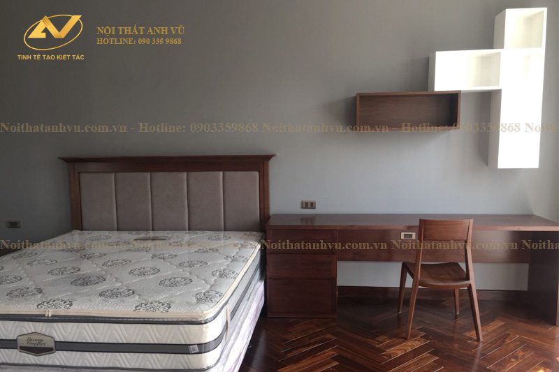 Thi công nội thất biệt thự gỗ óc chó tại Vinhome Riverside Mr Huy - Nội Thất Anh Vũ