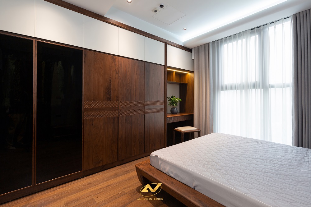 Mẫu bàn trang điểm đẹp cho phòng ngủ sang trọng 5 Bàn trang điểm gỗ óc chó đẹp