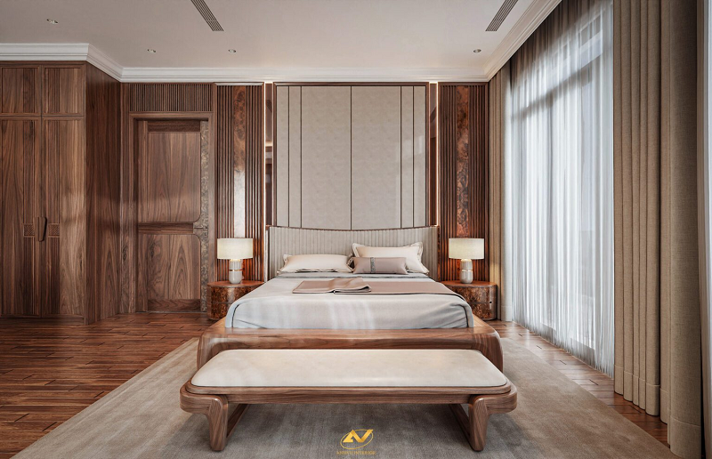 Mẫu nội thất phòng ngủ gỗ óc chó đẹp nhất năm nay 4
