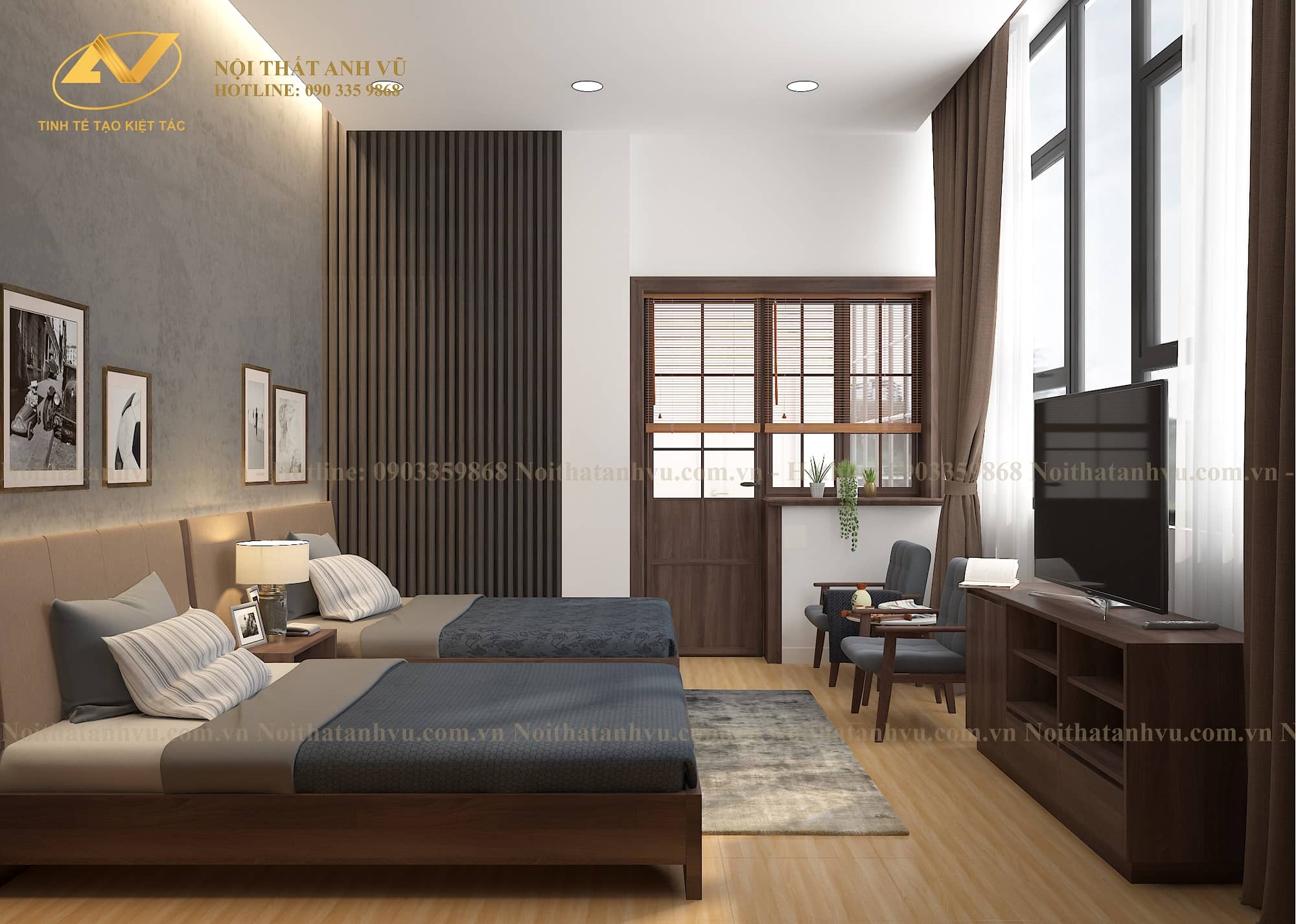 Thiết kế nội thất phòng ngủ hiện đại Mr. Luật - Hải Dương 2 Nội thất phòng ngủ hiện đại Mr. Luật - Nội thất Anh Vũ