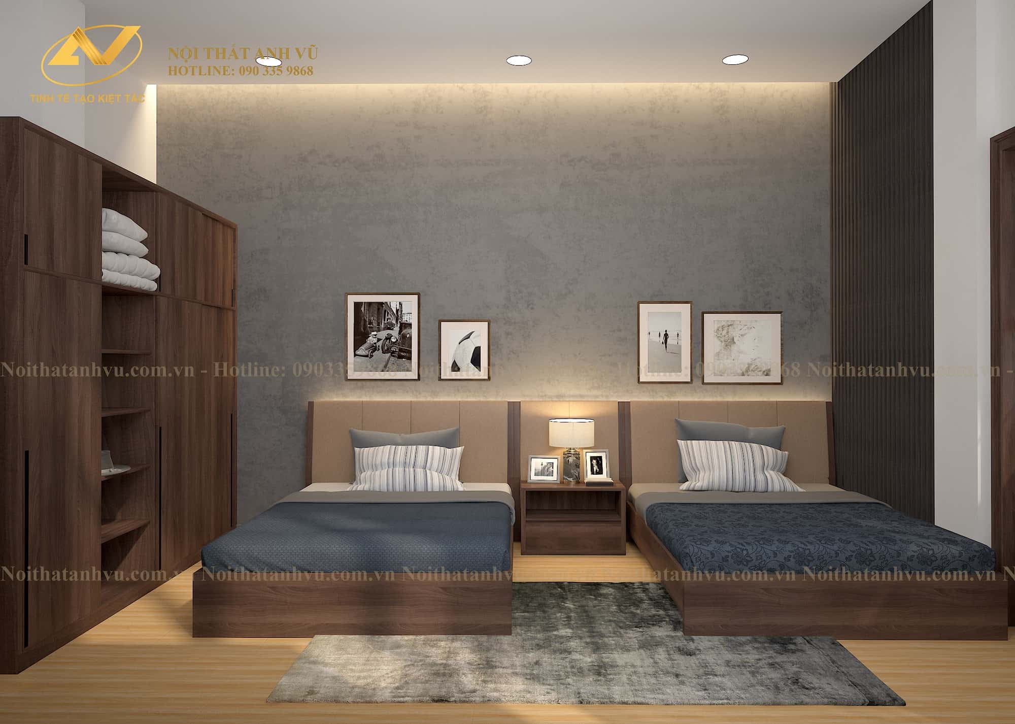 Thiết kế nội thất phòng ngủ hiện đại Mr. Luật - Hải Dương 3 Nội thất phòng ngủ hiện đại Mr. Luật - Nội thất Anh Vũ