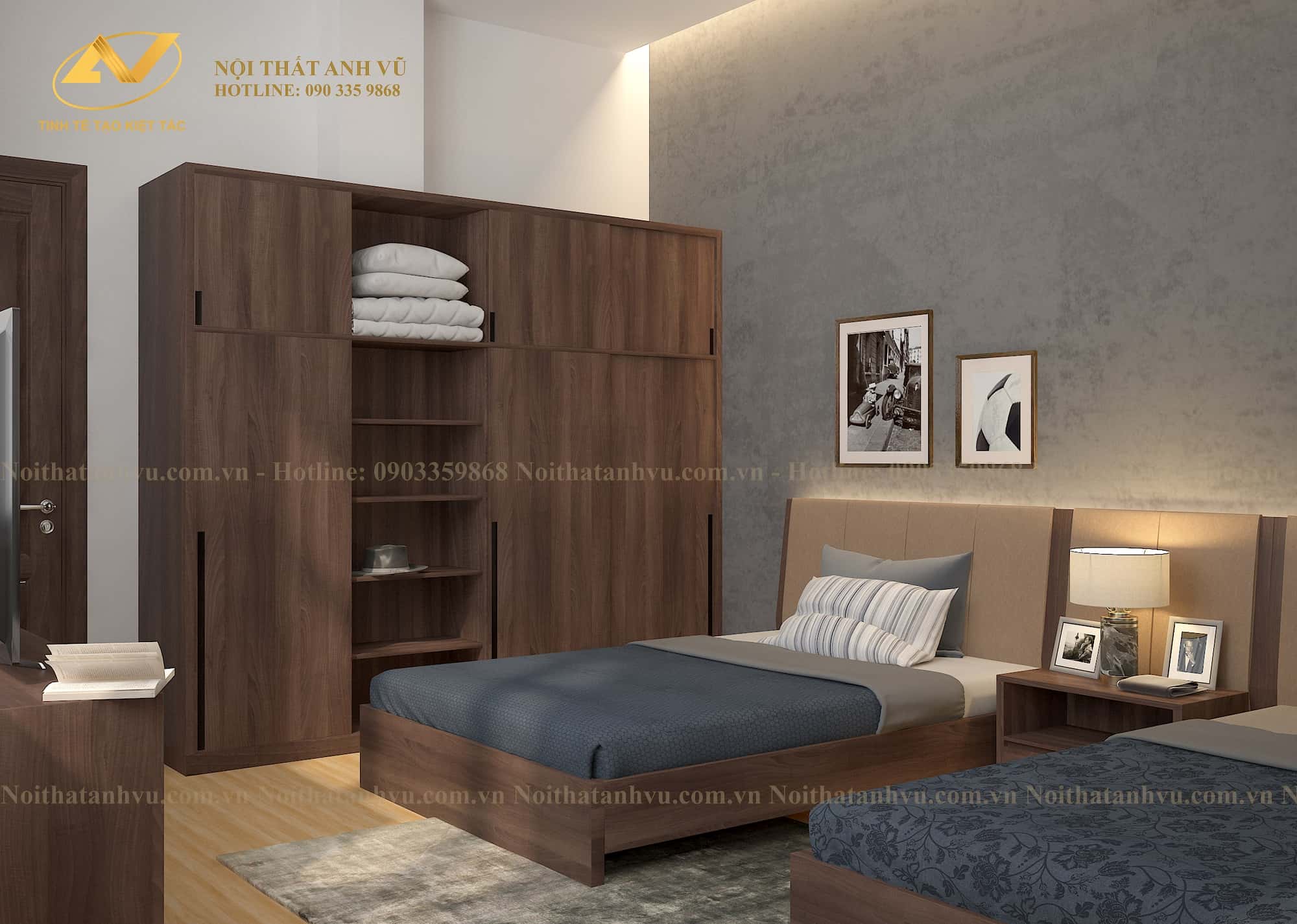 Thiết kế nội thất phòng ngủ hiện đại Mr. Luật - Hải Dương 4 Nội thất phòng ngủ hiện đại Mr. Luật - Nội thất Anh Vũ