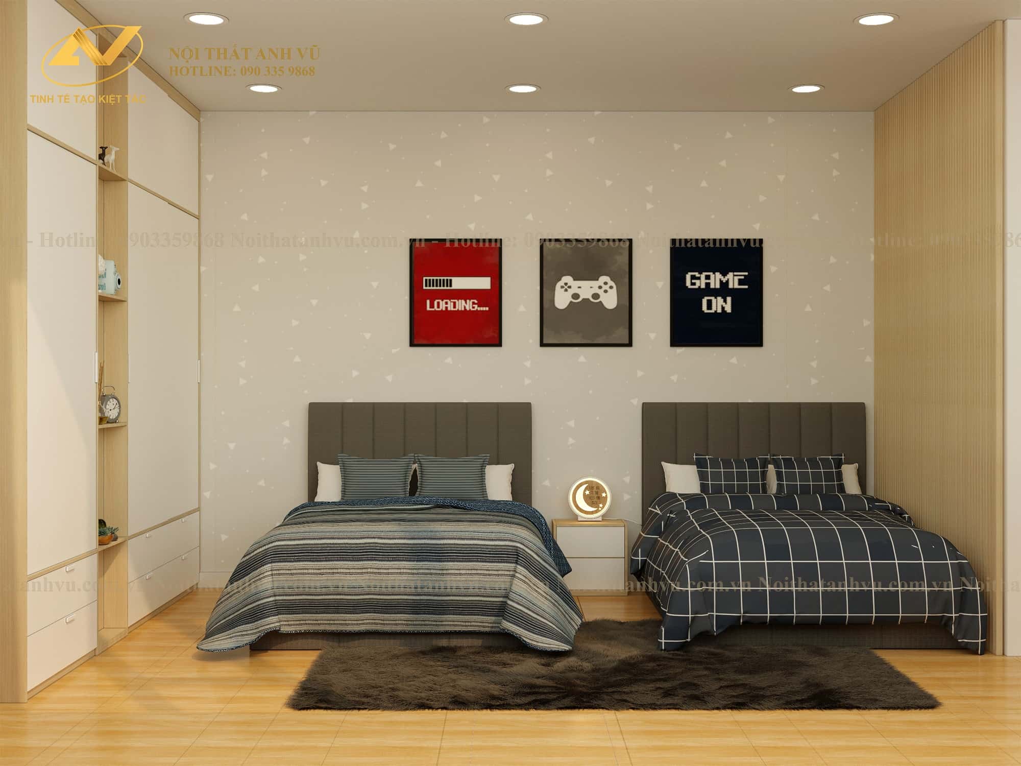 Thiết kế nội thất phòng ngủ hiện đại Mr. Luật - Hải Dương 6 Nội thất phòng ngủ hiện đại Mr. Luật - Nội thất Anh Vũ