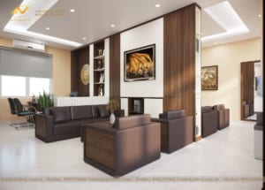 Thiết kế nội thất phòng khách hiệu trưởng