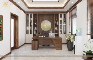 Thiết kế bàn giám đốc tại Ninh Bình - gỗ óc chó 12