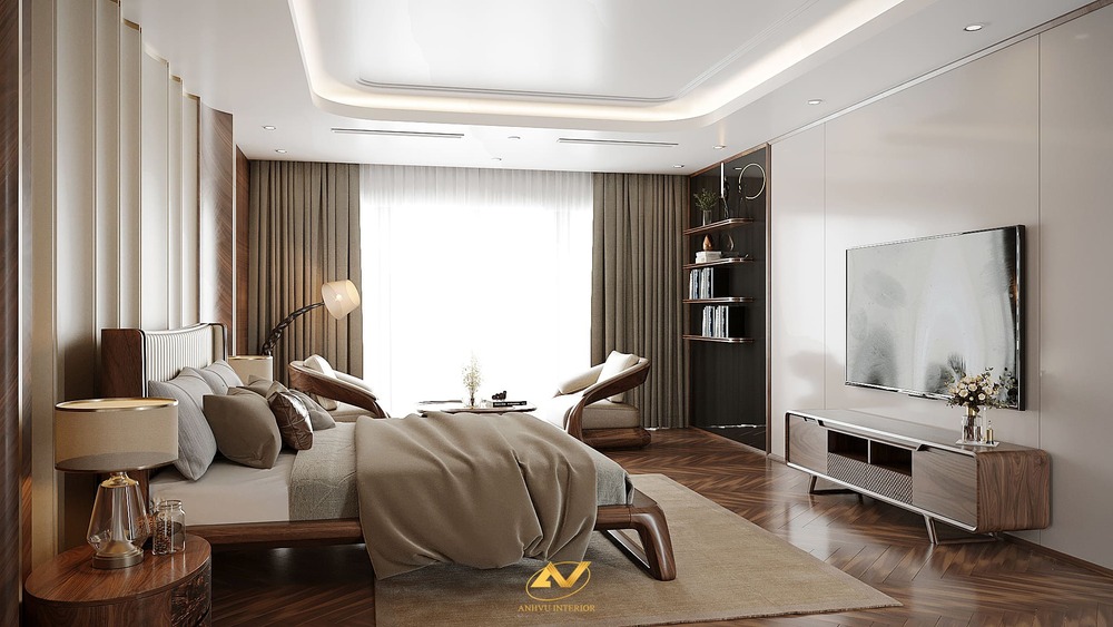 Mẫu nội thất phòng ngủ gỗ óc chó đẹp nhất năm nay 10