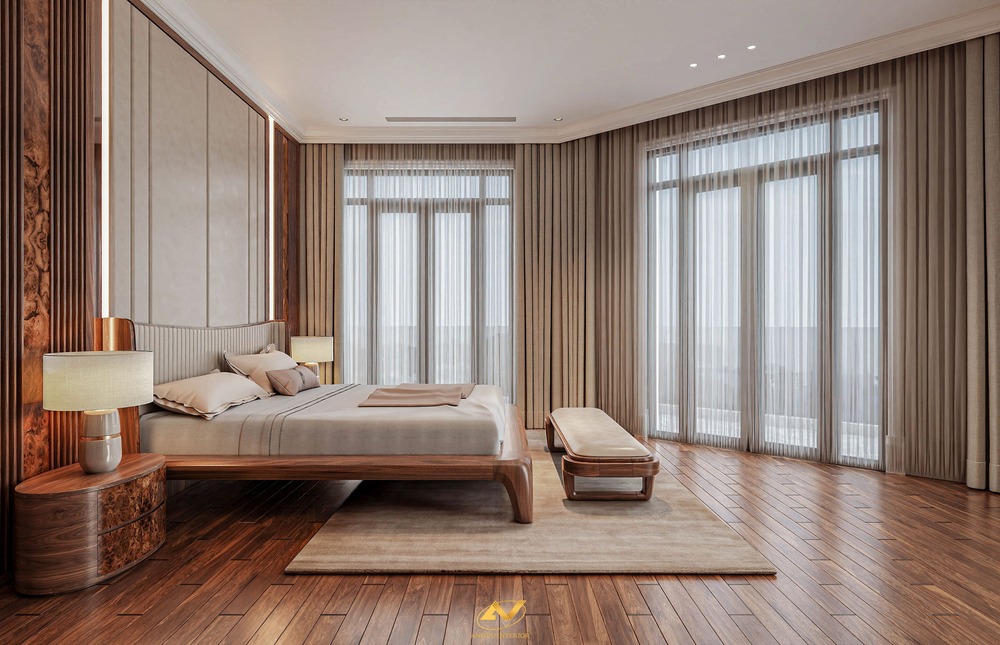 Mẫu nội thất phòng ngủ gỗ óc chó đẹp nhất năm nay 3