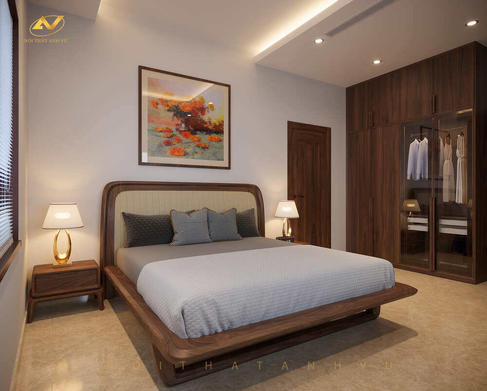 Mẫu nội thất phòng ngủ gỗ óc chó đẹp nhất năm nay 6