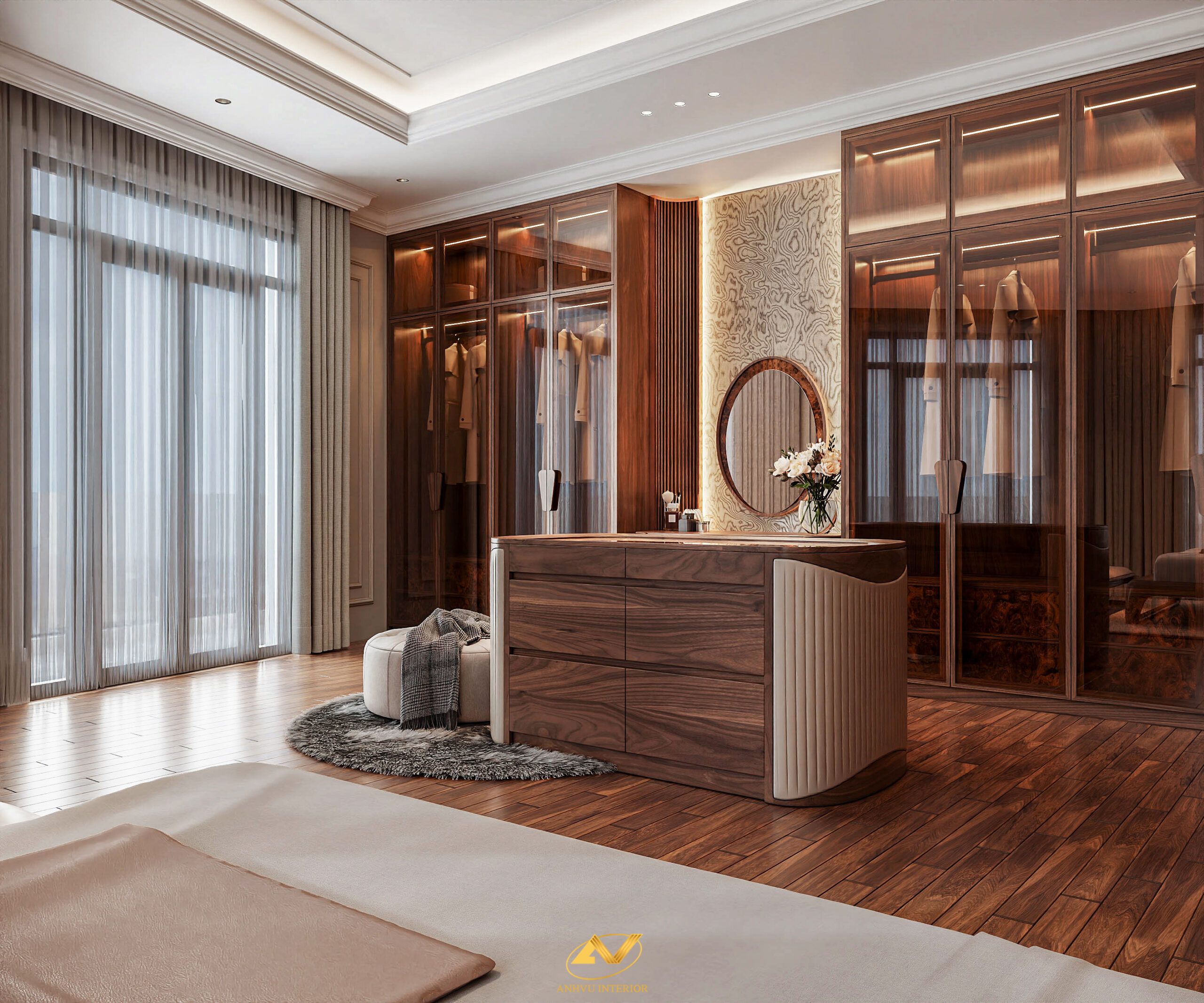 Mẫu nội thất phòng ngủ gỗ óc chó đẹp nhất năm nay 5